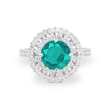 Halo Cocktail Wedding Engagement Ring Round Cubic Zirconia 925 Sterling Silver