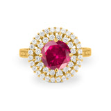 Halo Cocktail Wedding Engagement Ring Round Cubic Zirconia 925 Sterling Silver
