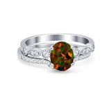 Two Piece Wedding Ring Band Round Simulated Cubic Zirconia 925 Sterling Silver