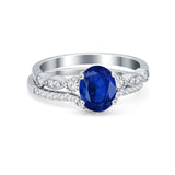 Two Piece Wedding Ring Band Round Simulated Cubic Zirconia 925 Sterling Silver