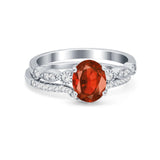 Two Piece Wedding Ring Band Round Simulated Cubic Zirconia 925 Sterling Silver