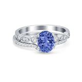 Two Piece Wedding Ring Band Round Simulated Cubic Zirconia 925 Sterling Silver