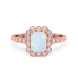 Halo Radiant Cut Wedding Ring Simulated Cubic Zirconia 925 Sterling Silver