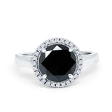 Halo Engagement Ring Large Round Simulated Cubic Zirconia 925 Sterling Silver