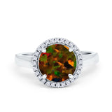 Halo Engagement Ring Large Round Simulated Cubic Zirconia 925 Sterling Silver