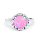 Halo Engagement Ring Large Round Simulated Cubic Zirconia 925 Sterling Silver