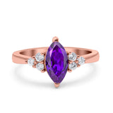 Vintage Art Deco Marquise Wedding Ring Simulated Cubic Zirconia 925 Sterling Silver