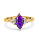 Vintage Art Deco Marquise Wedding Ring Simulated Cubic Zirconia 925 Sterling Silver