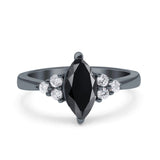 Vintage Art Deco Marquise Wedding Ring Simulated Cubic Zirconia 925 Sterling Silver