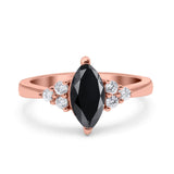 Vintage Art Deco Marquise Wedding Ring Simulated Cubic Zirconia 925 Sterling Silver