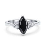 Vintage Art Deco Marquise Wedding Ring Simulated Cubic Zirconia 925 Sterling Silver