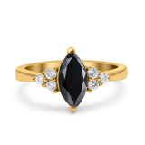 Vintage Art Deco Marquise Wedding Ring Simulated Cubic Zirconia 925 Sterling Silver