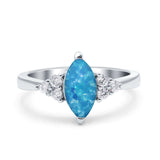 Vintage Art Deco Marquise Wedding Ring Simulated Cubic Zirconia 925 Sterling Silver