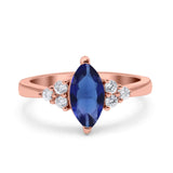 Vintage Art Deco Marquise Wedding Ring Simulated Cubic Zirconia 925 Sterling Silver