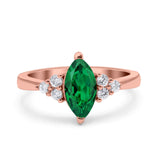 Vintage Art Deco Marquise Wedding Ring Simulated Cubic Zirconia 925 Sterling Silver