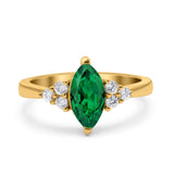 Vintage Art Deco Marquise Wedding Ring Simulated Cubic Zirconia 925 Sterling Silver