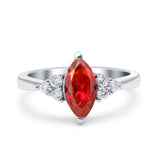 Vintage Art Deco Marquise Wedding Ring Simulated Cubic Zirconia 925 Sterling Silver