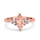 Vintage Art Deco Marquise Wedding Ring Simulated Cubic Zirconia 925 Sterling Silver