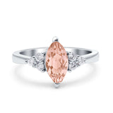 Vintage Art Deco Marquise Wedding Ring Simulated Cubic Zirconia 925 Sterling Silver