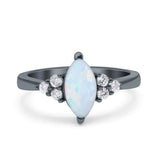 Vintage Art Deco Marquise Wedding Ring Simulated Cubic Zirconia 925 Sterling Silver