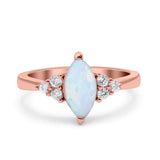 Vintage Art Deco Marquise Wedding Ring Simulated Cubic Zirconia 925 Sterling Silver