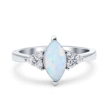 Vintage Art Deco Marquise Wedding Ring Simulated Cubic Zirconia 925 Sterling Silver