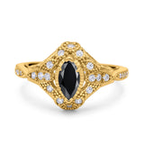 Marquise Art Deco Wedding Engagement Bridal Ring Accent Vintage Round Simulated Cubic Zirconia 925 Sterling Silver