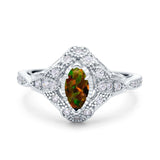 Marquise Art Deco Wedding Engagement Bridal Ring Accent Vintage Round Simulated Cubic Zirconia 925 Sterling Silver
