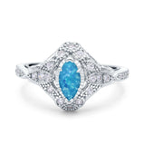 Marquise Art Deco Wedding Engagement Bridal Ring Accent Vintage Round Simulated Cubic Zirconia 925 Sterling Silver