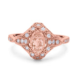 Marquise Art Deco Wedding Engagement Bridal Ring Accent Vintage Round Simulated Cubic Zirconia 925 Sterling Silver