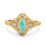 Marquise Art Deco Wedding Engagement Bridal Ring Accent Vintage Round Simulated Cubic Zirconia 925 Sterling Silver