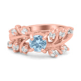 Vintage Style Wedding Bridal Ring Round Simulated Cubic Zirconia 925 Sterling Silver