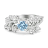 Vintage Style Wedding Bridal Ring Round Simulated Cubic Zirconia 925 Sterling Silver