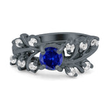 Vintage Style Wedding Bridal Ring Round Simulated Cubic Zirconia 925 Sterling Silver