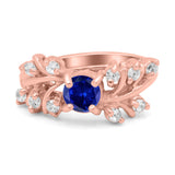 Vintage Style Wedding Bridal Ring Round Simulated Cubic Zirconia 925 Sterling Silver