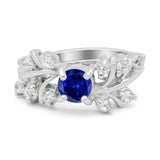 Vintage Style Wedding Bridal Ring Round Simulated Cubic Zirconia 925 Sterling Silver