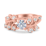 Vintage Style Wedding Bridal Ring Round Simulated Cubic Zirconia 925 Sterling Silver