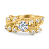 Vintage Style Wedding Bridal Ring Round Simulated Cubic Zirconia 925 Sterling Silver