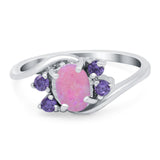Oval Art Deco Wedding Ring Simulated Amethyst Cubic Zirconia 925 Sterling Silver