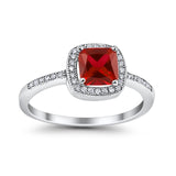 Halo Accent Engagement Ring Simulated Cubic Zirconia 925 Sterling Silver