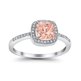 Halo Accent Engagement Ring Simulated Cubic Zirconia 925 Sterling Silver