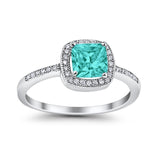 Halo Accent Engagement Ring Simulated Cubic Zirconia 925 Sterling Silver