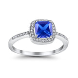 Halo Accent Engagement Ring Simulated Cubic Zirconia 925 Sterling Silver