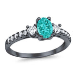Accent Wedding Engagement Ring Oval Simulated Cubic Zirconia 925 Sterling Silver