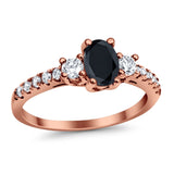 Accent Wedding Engagement Ring Oval Simulated Cubic Zirconia 925 Sterling Silver