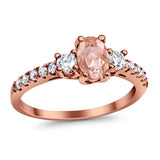 Accent Wedding Engagement Ring Oval Simulated Cubic Zirconia 925 Sterling Silver