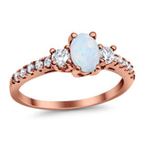 Accent Wedding Engagement Ring Oval Simulated Cubic Zirconia 925 Sterling Silver