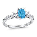 Accent Wedding Engagement Ring Oval Simulated Cubic Zirconia 925 Sterling Silver