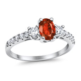 Accent Wedding Engagement Ring Oval Simulated Cubic Zirconia 925 Sterling Silver