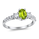 Accent Wedding Engagement Ring Oval Simulated Cubic Zirconia 925 Sterling Silver